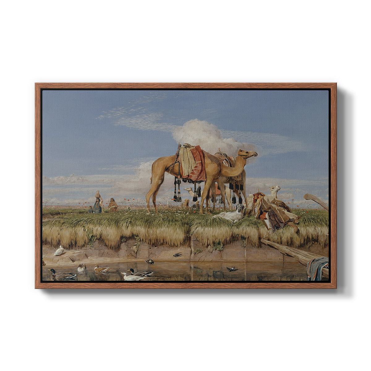 On the Banks of the Nile, Upper Egypt, 1876 - Floater Framed Canvas Print
