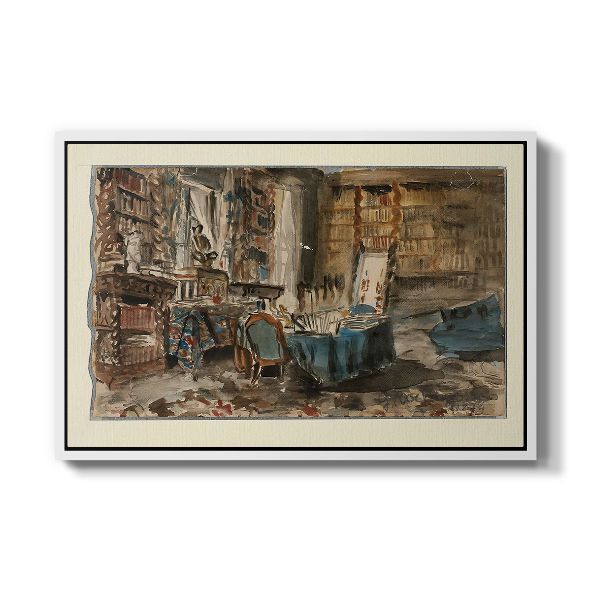 Cabinet de Flaubert à Croisset, 1874 - Floater Framed Canvas Print