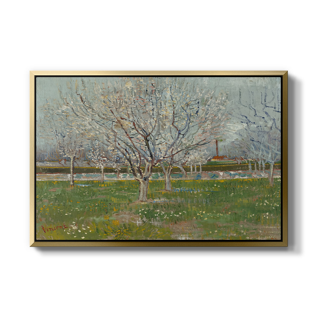 Orchard in Blossom (Plum Trees), 1888 - Floater Framed Canvas Print