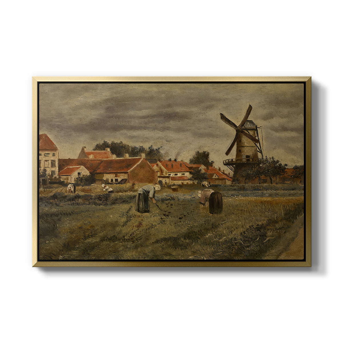 The Potato Harvest, c. 1875 - Floater Framed Canvas Print