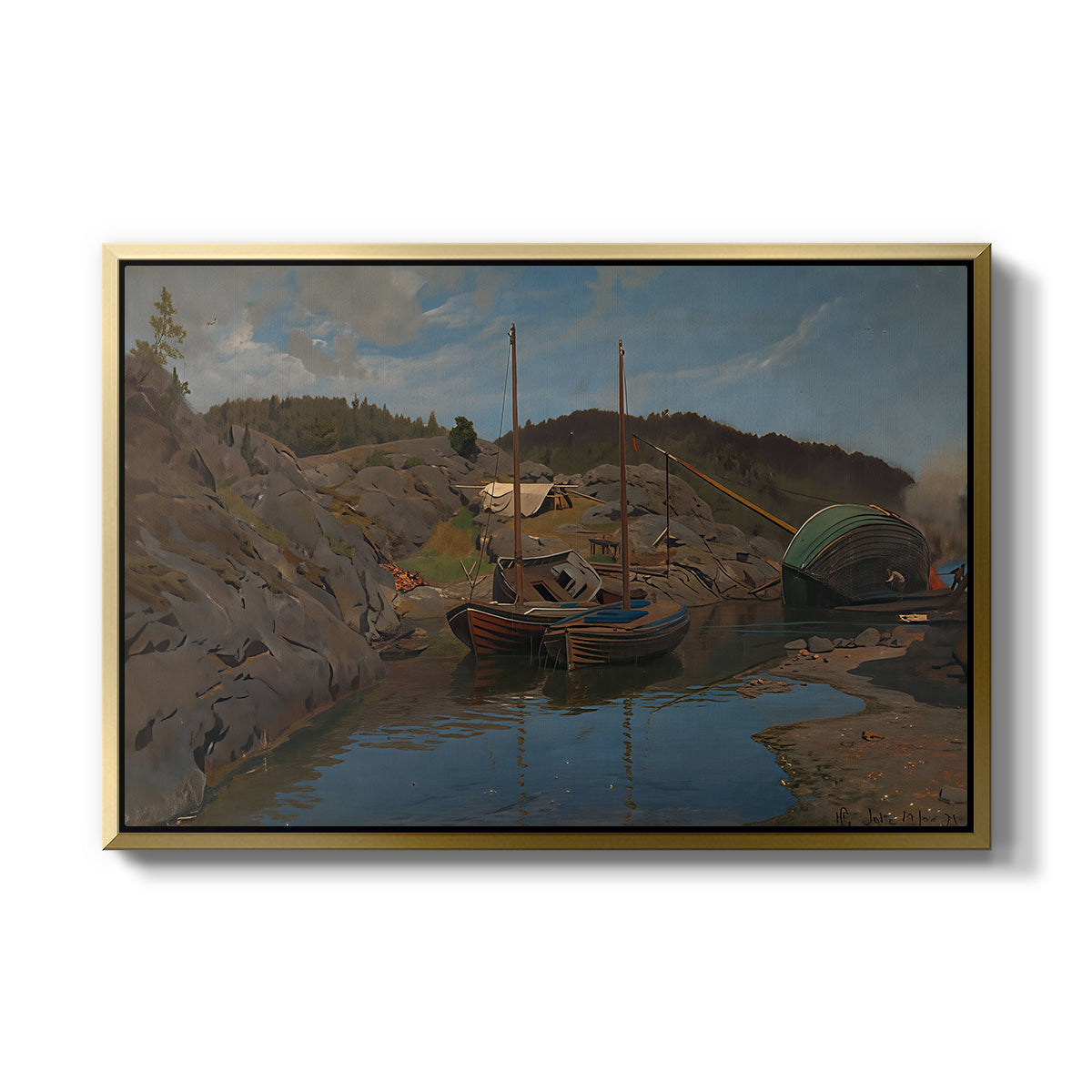 Pilotboats, 1875 - Floater Framed Canvas Print