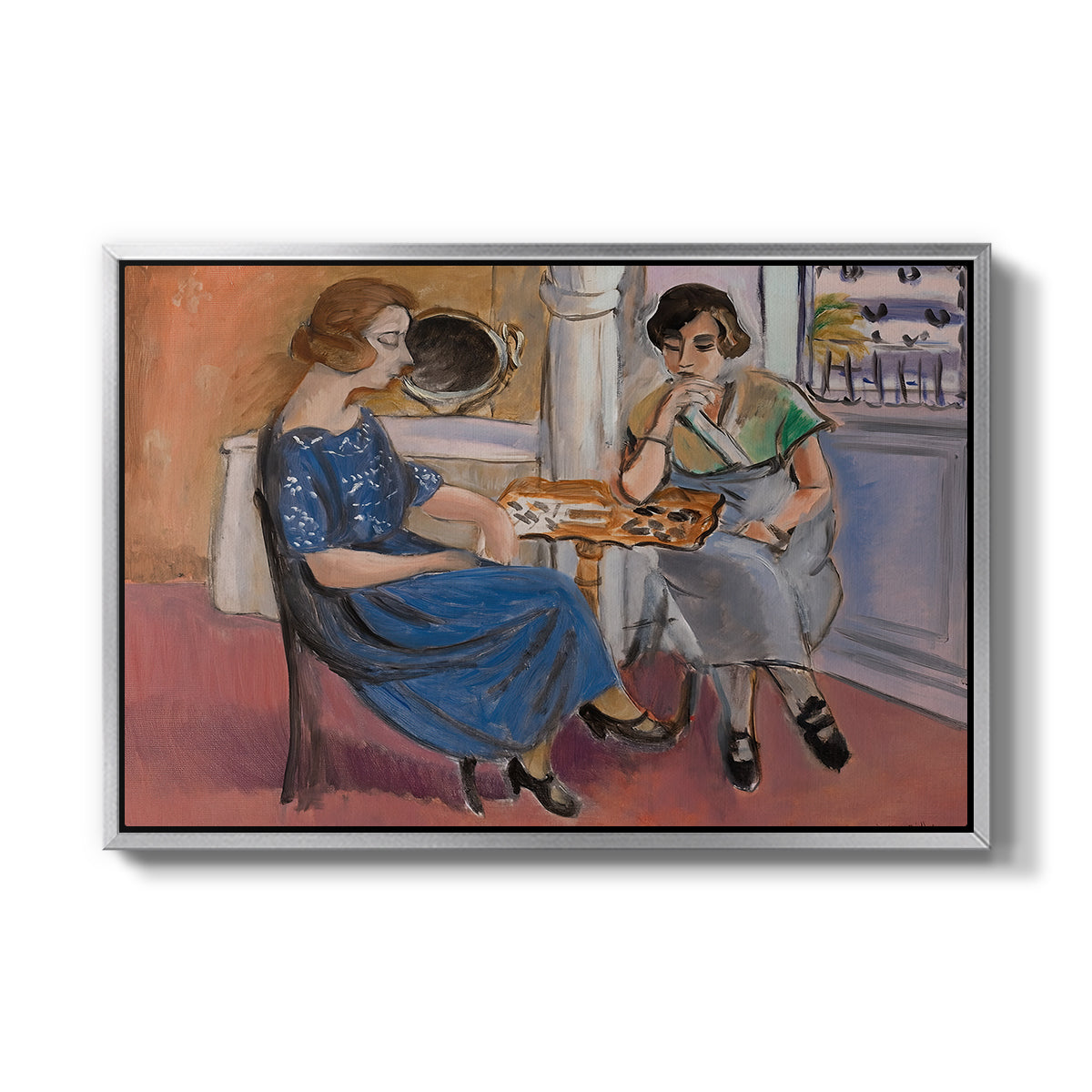 Domino Players, 1921 - Floater Framed Canvas Print