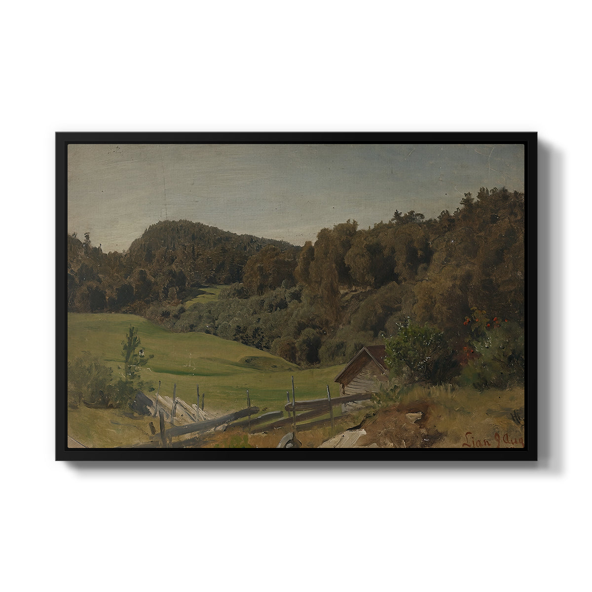 Landscape at Ljan, 1858 - Floater Framed Canvas Print