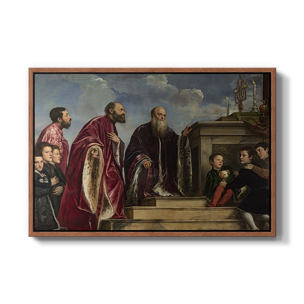 The Vendramin Family Venerating a Relic of the True Cross, c. 1540-1545 - Floater Framed Canvas Print