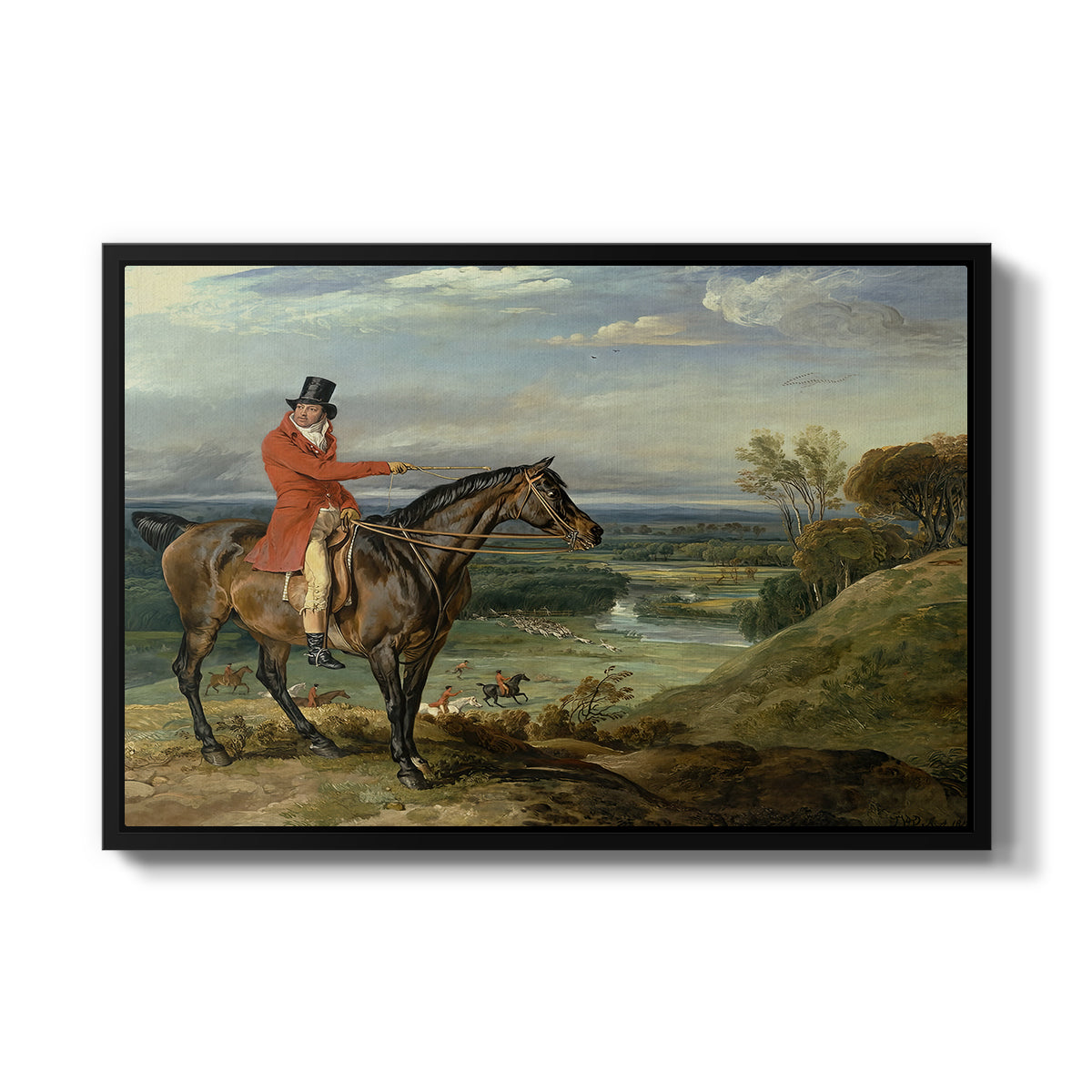 John Levett Hunting at Wychnor, Staffordshire, 1818 - Floater Framed Canvas Print
