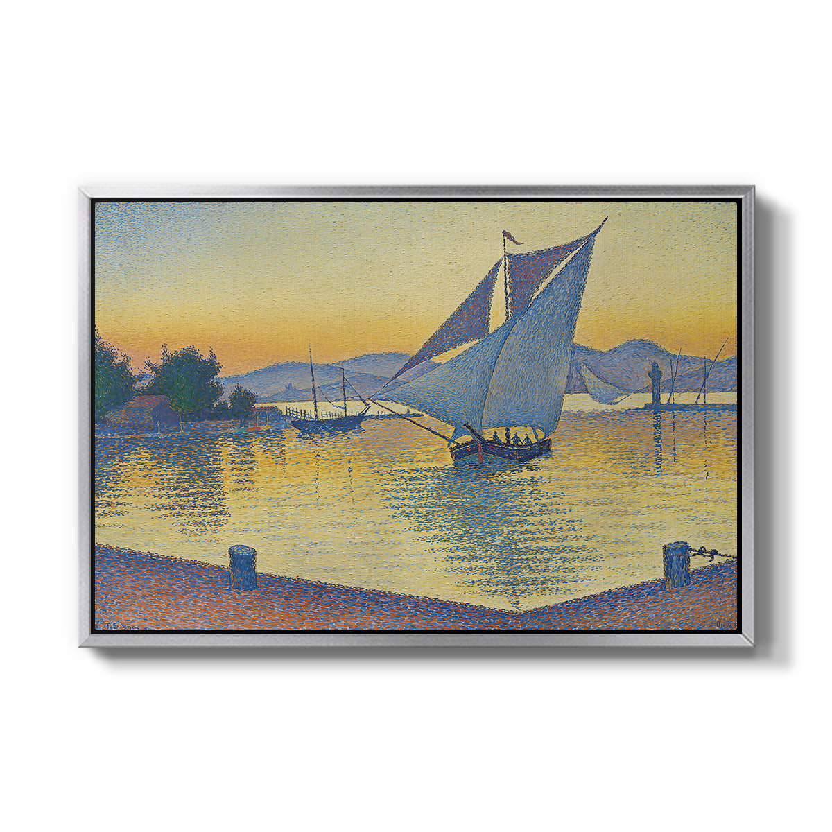 The Port at Sunset, Opus 236, Saint Tropez, 1892 - Floater Framed Canvas Print