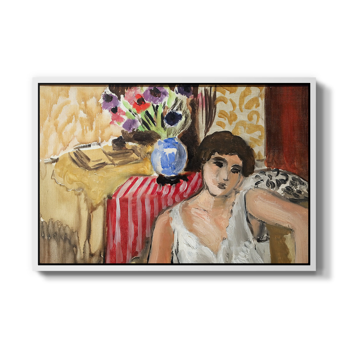 Woman Seated in an Armchair, c. 1920 - Floater Framed Canvas Print