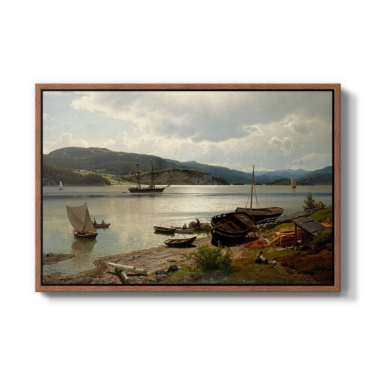 By the Water, 1876 - Floater Framed Canvas Print