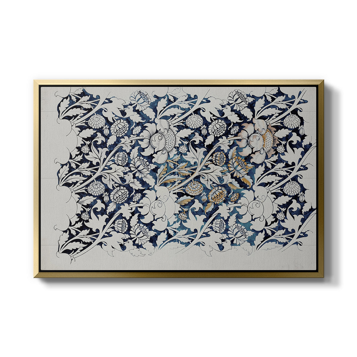Watercolour for Printed Fabric Design: Wey, c. 1882-1883 - Floater Framed Canvas Print