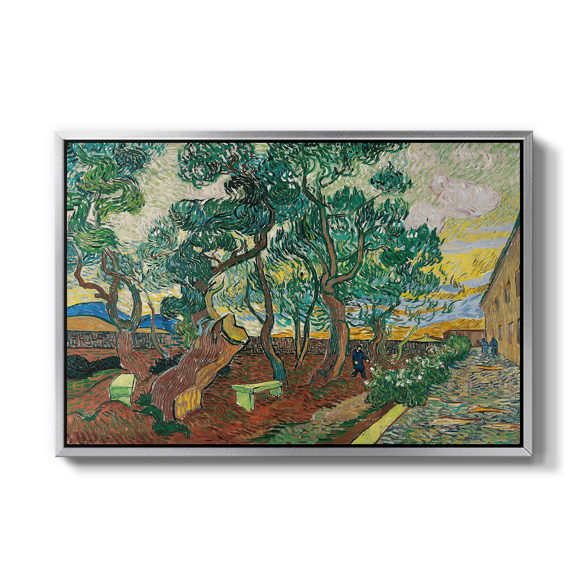 The Garden of Saint-Paul Hospital, 1889 - Floater Framed Canvas Print