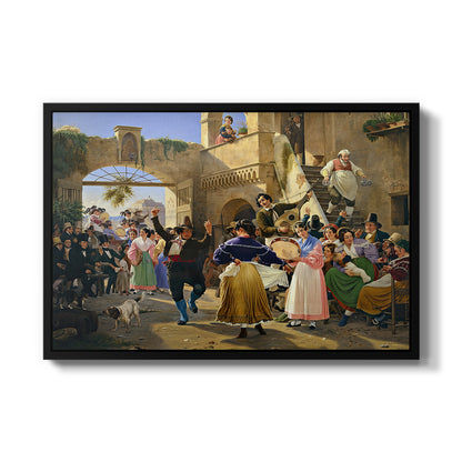 Romans Gathered for Merriment at an Osteria, 1839 - Floater Framed Canvas Print