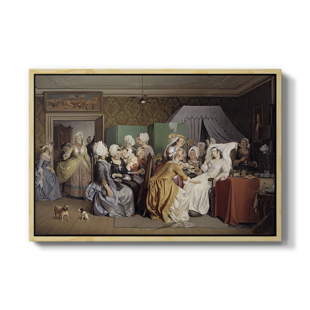 The Maternity Room (Scene from "Barselstuen"), 1845 - Floater Framed Canvas Print