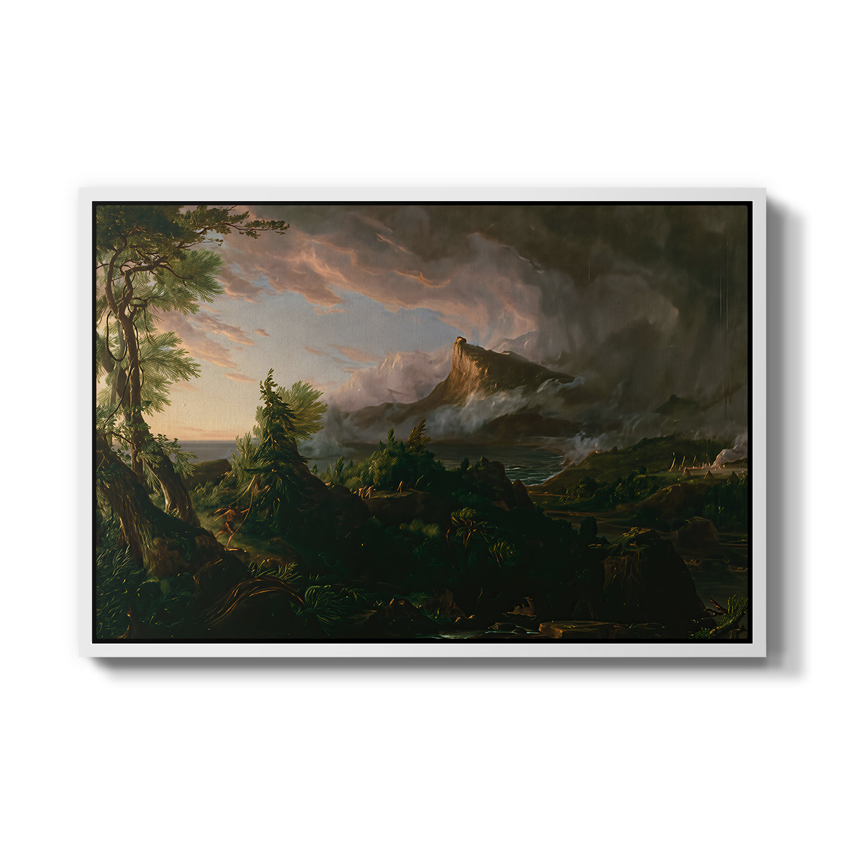 The Course of Empire: The Savage State, 1834 - Floater Framed Canvas Print