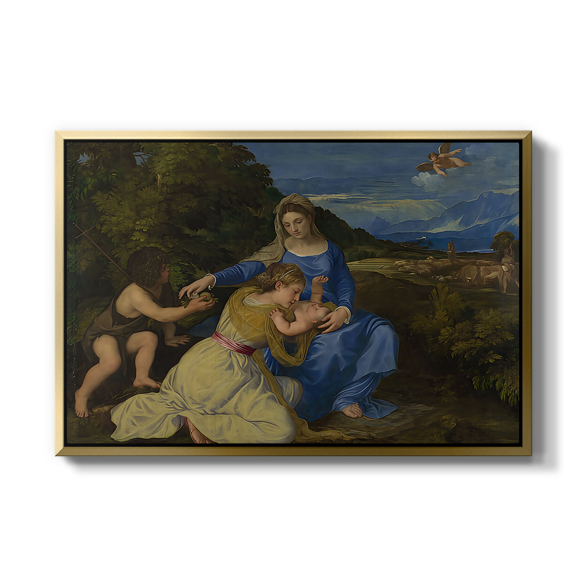 The Aldobrandini Madonna, 1532 - Floater Framed Canvas Print