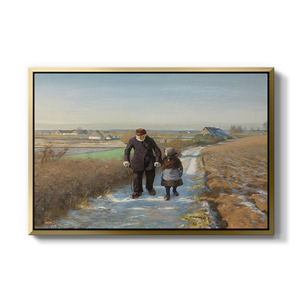 The Old Man and the Child, 1888 - Floater Framed Canvas Print