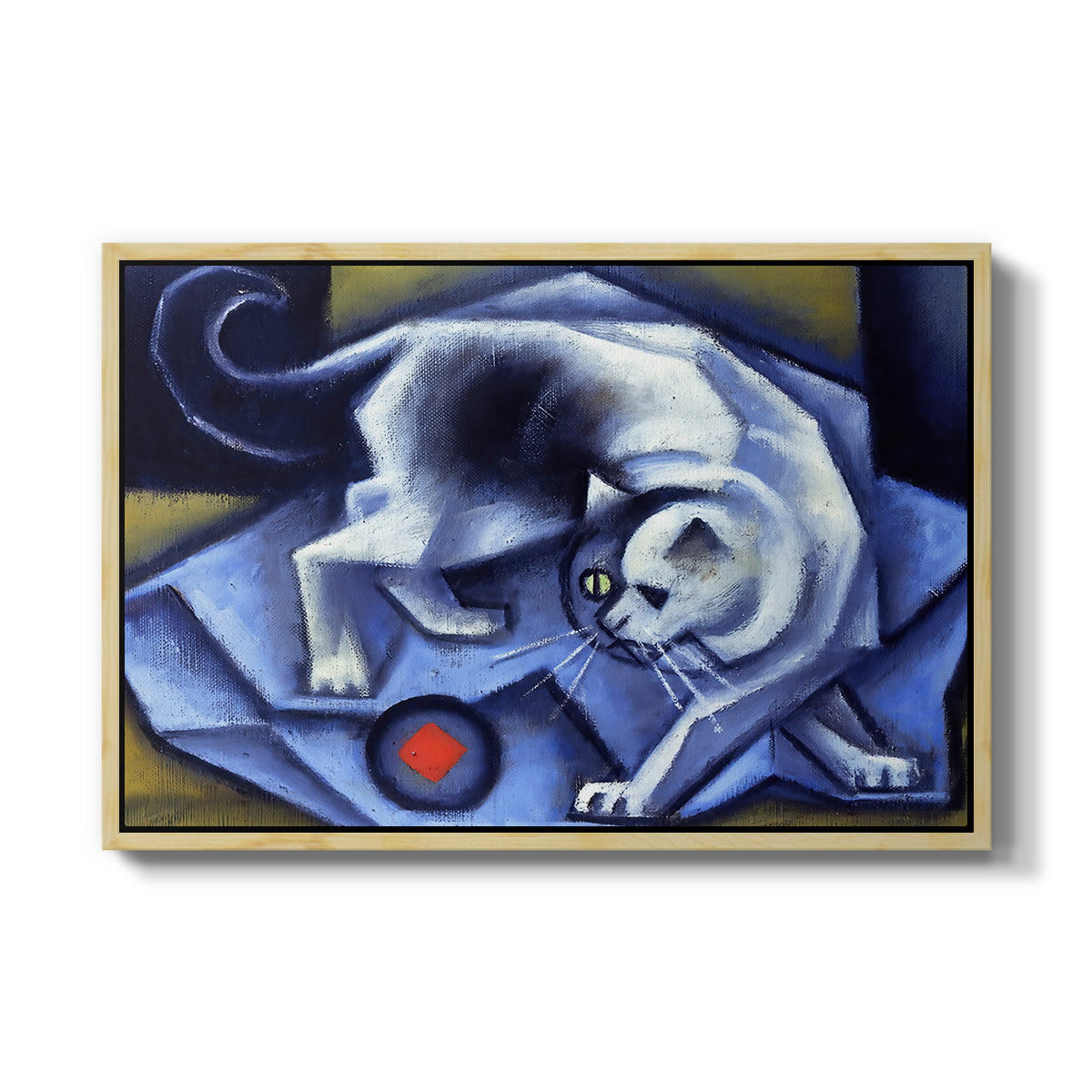 Cat Playing with a Ball, 1945-1950 - Floater Framed Canvas Print