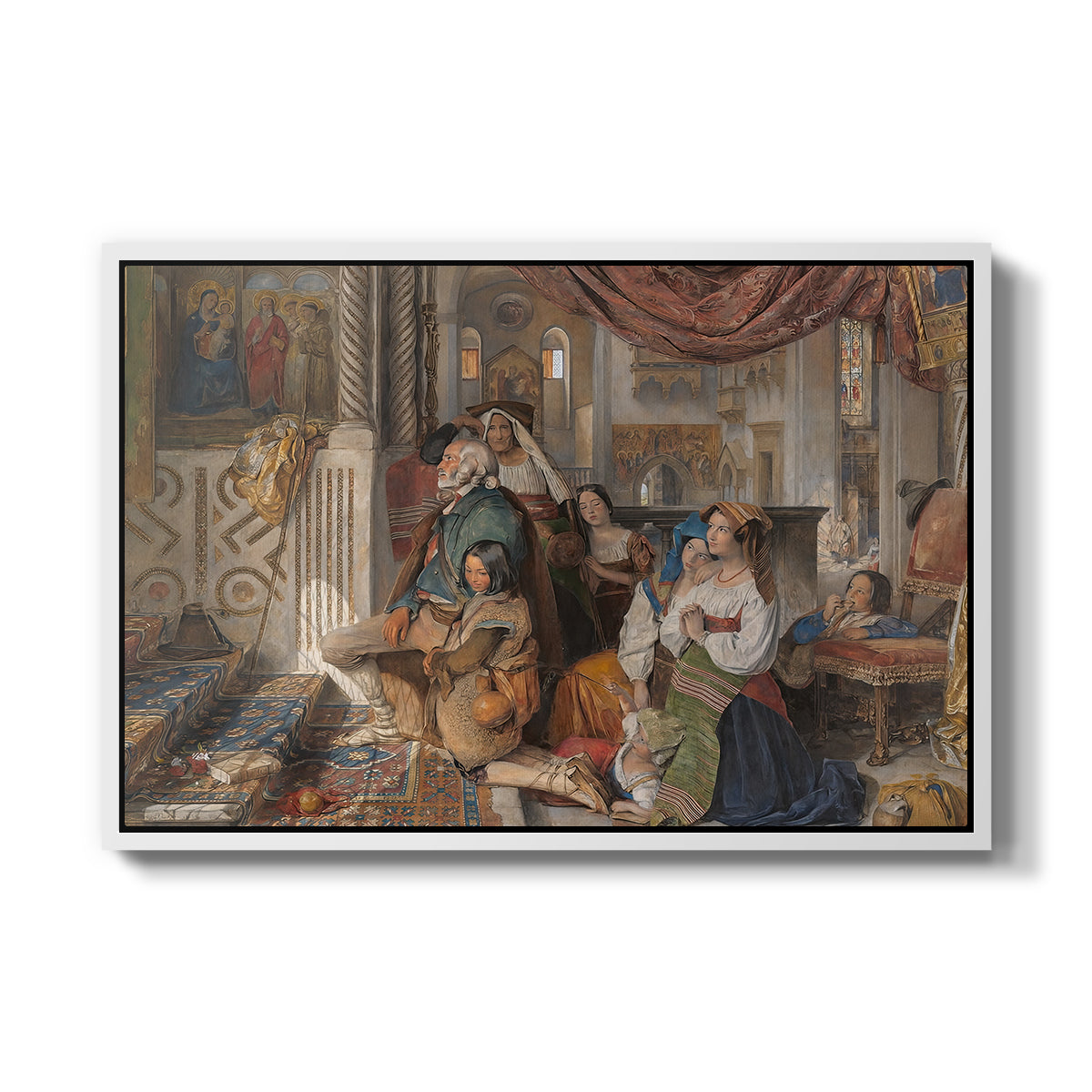 Roman Pilgrims, 1854 - Floater Framed Canvas Print