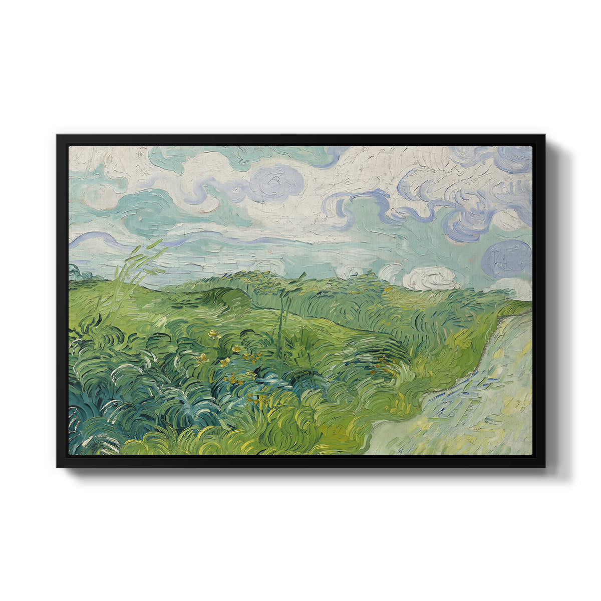 Green Wheat Field, Auvers, 1890 - Floater Framed Canvas Print