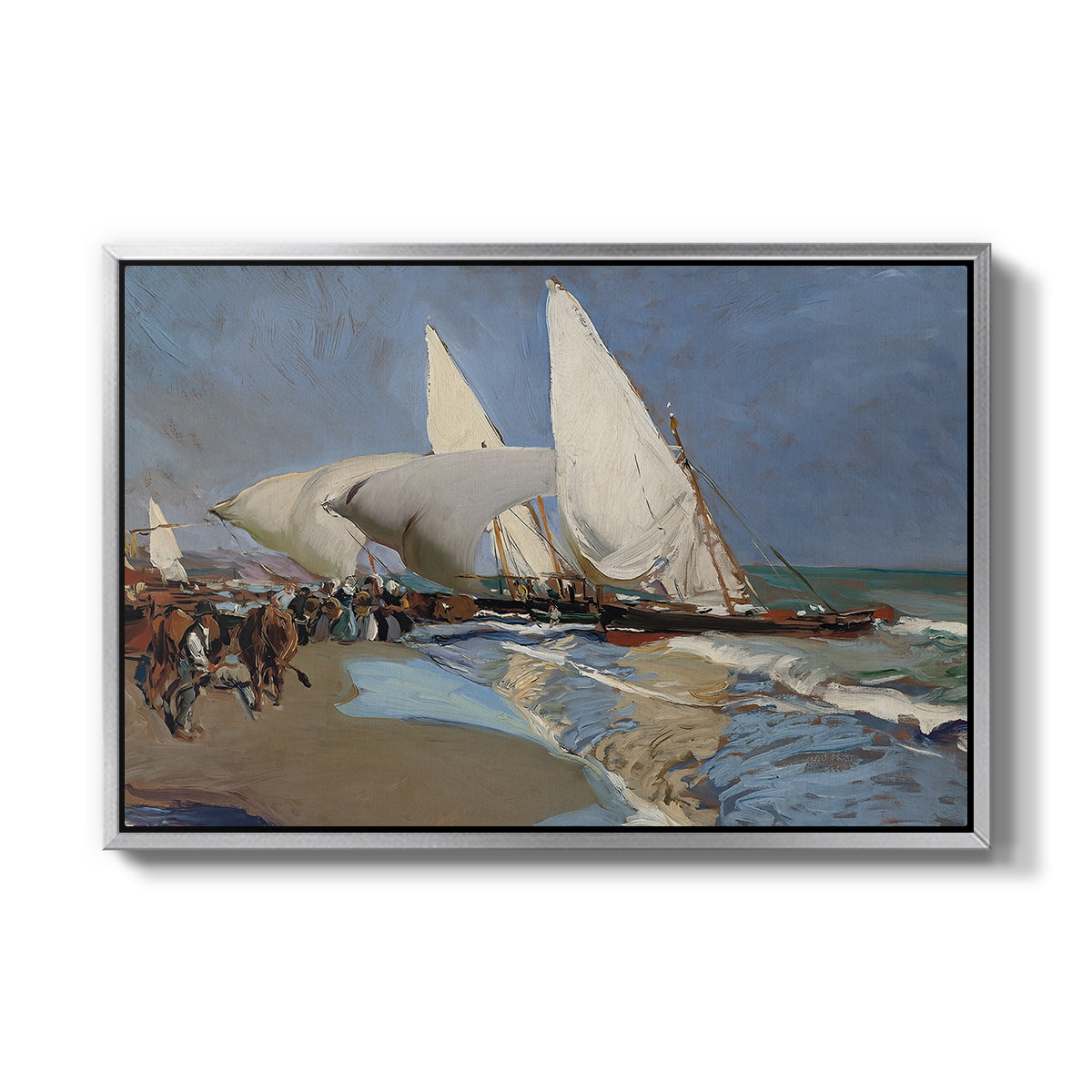 The Beach at Valencia, 1908 - Floater Framed Canvas Print