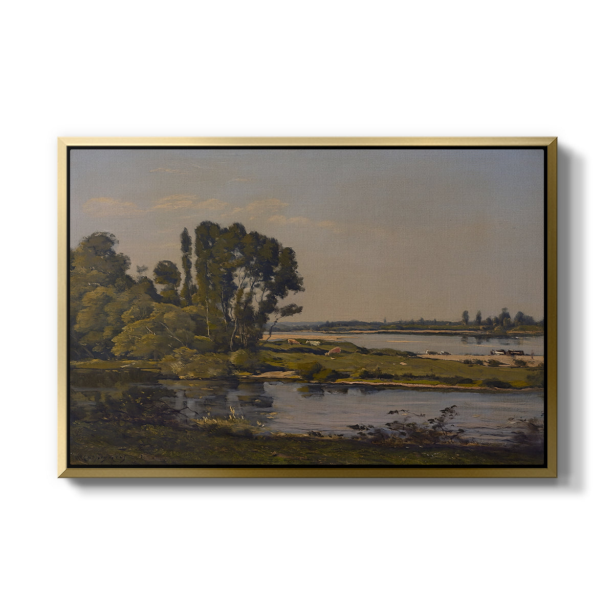 Landscape with a River, 1892 - Floater Framed Canvas Print