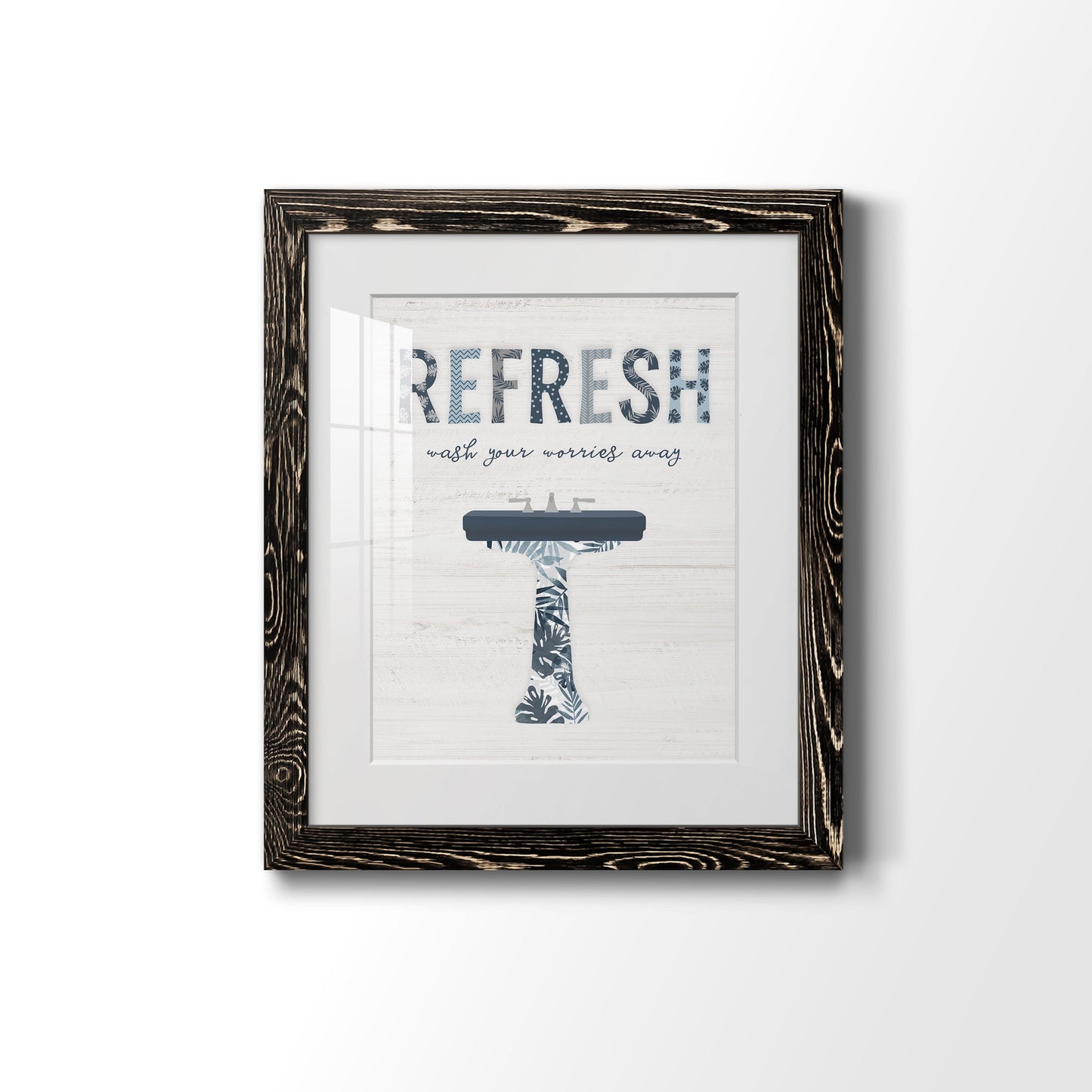 Palm Bath II - Barnwood Framed Art Print