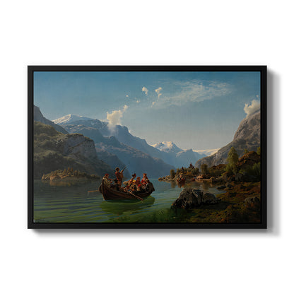 Bridal Procession on the Hardangerfjord, 1848 - Floater Framed Canvas Print