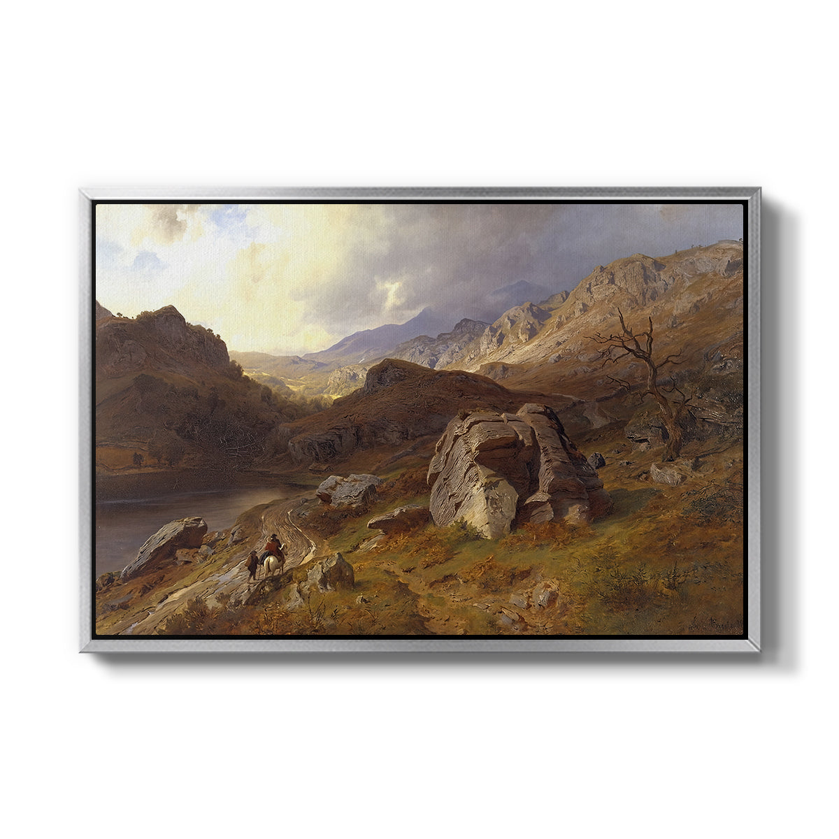 Lledr Valley in Wales, 1864 - Floater Framed Canvas Print