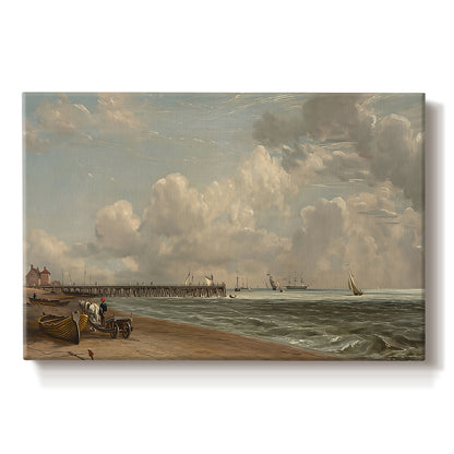 Canvas art print portraying a wooden jetty extending into sea with open horizon, set against a white background