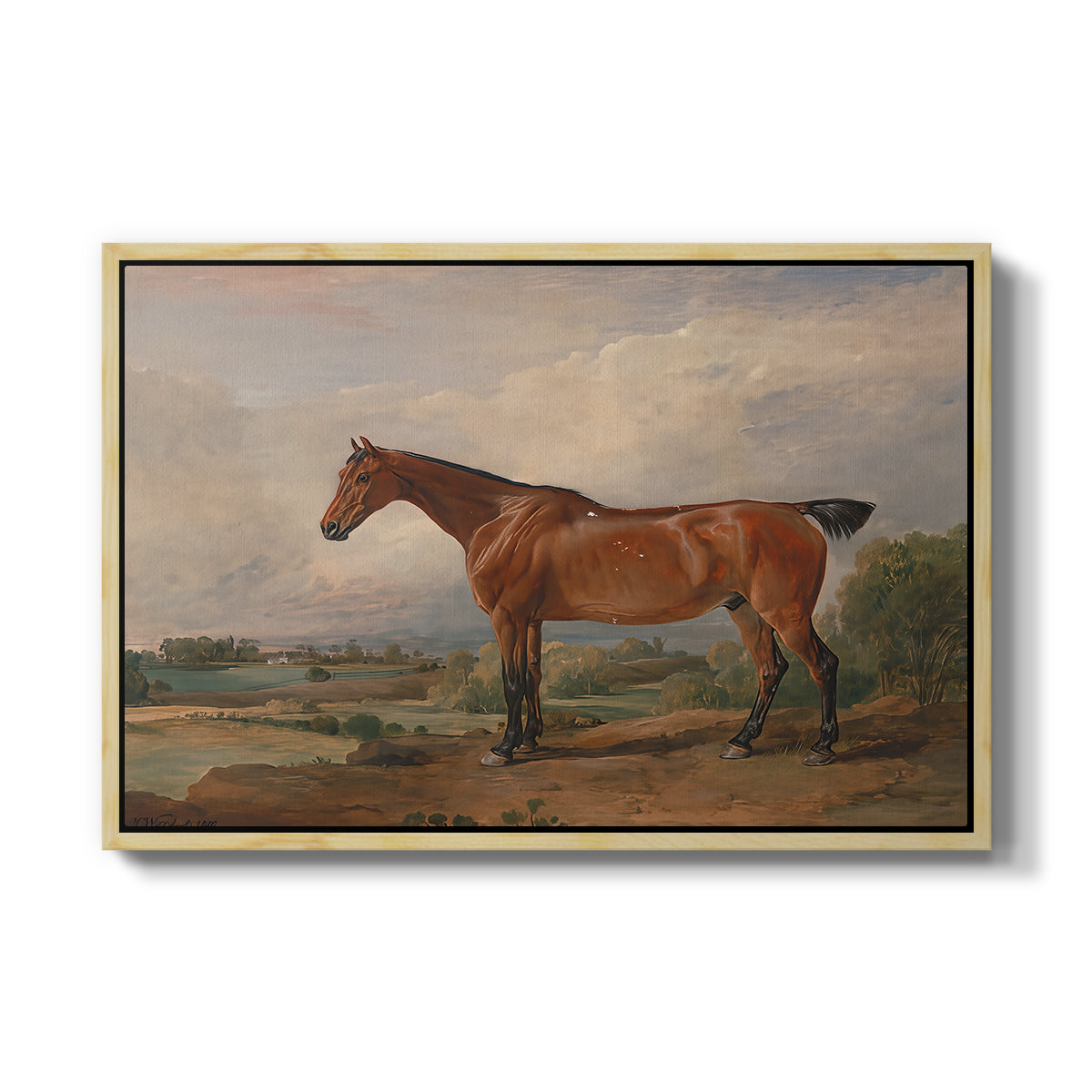 A Hunter in a Landscape, c. 1810 - Floater Framed Canvas Print