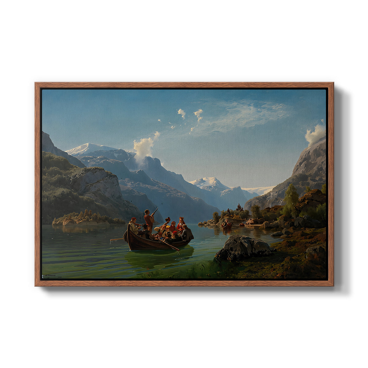 Bridal Procession on the Hardangerfjord, 1848 - Floater Framed Canvas Print