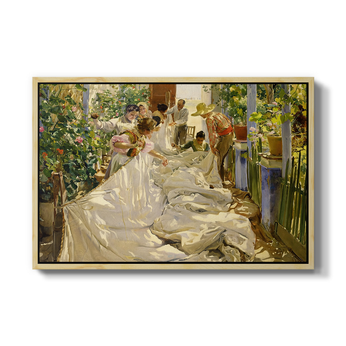Sewing the Sail, 1896 - Floater Framed Canvas Print