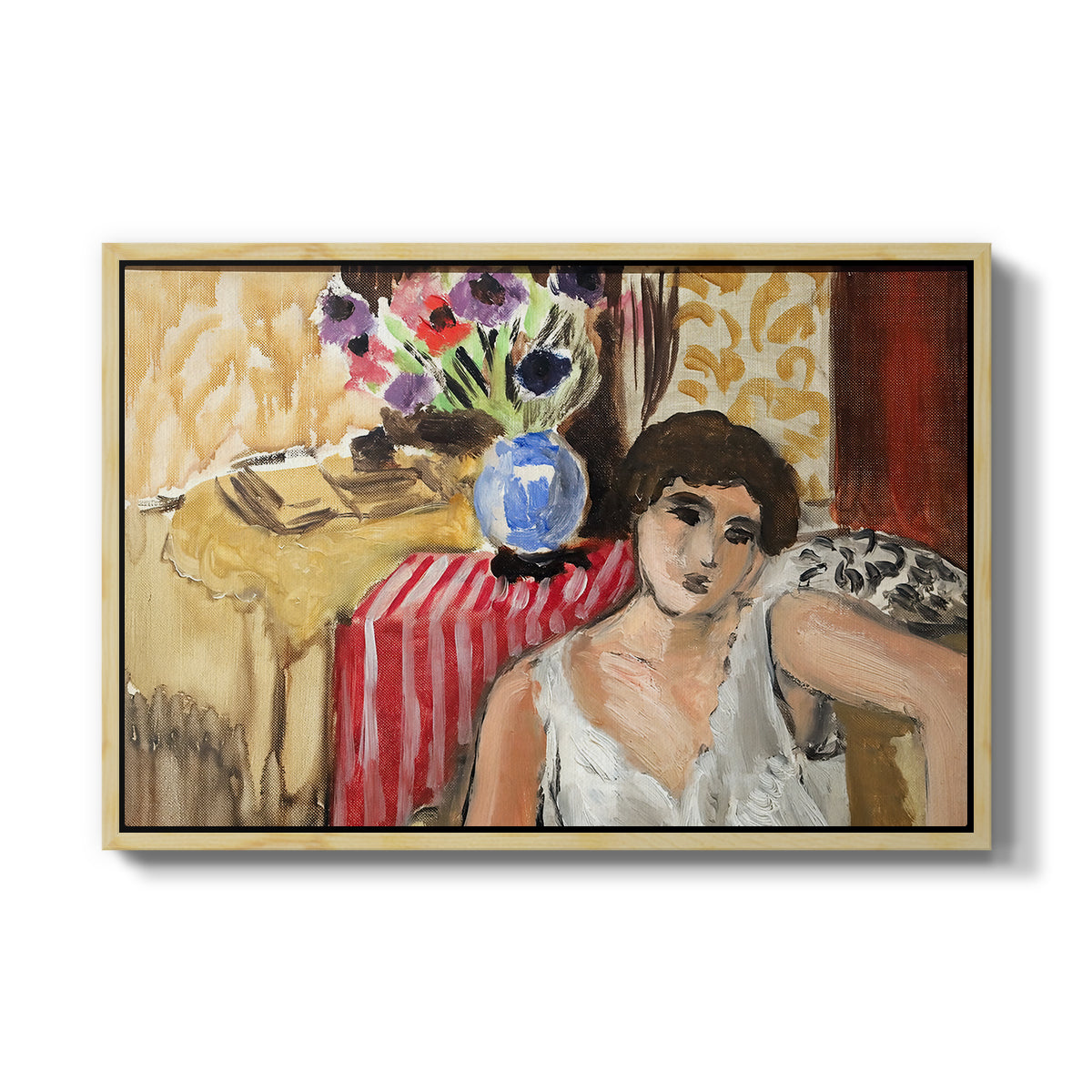 Woman Seated in an Armchair, c. 1920 - Floater Framed Canvas Print