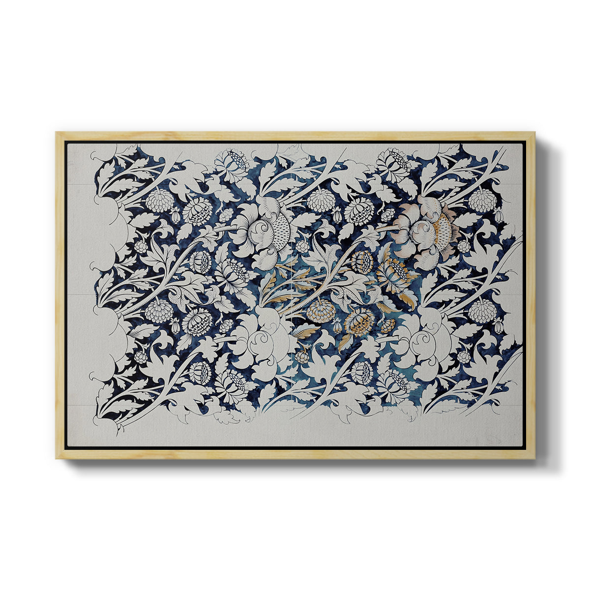 Watercolour for Printed Fabric Design: Wey, c. 1882-1883 - Floater Framed Canvas Print