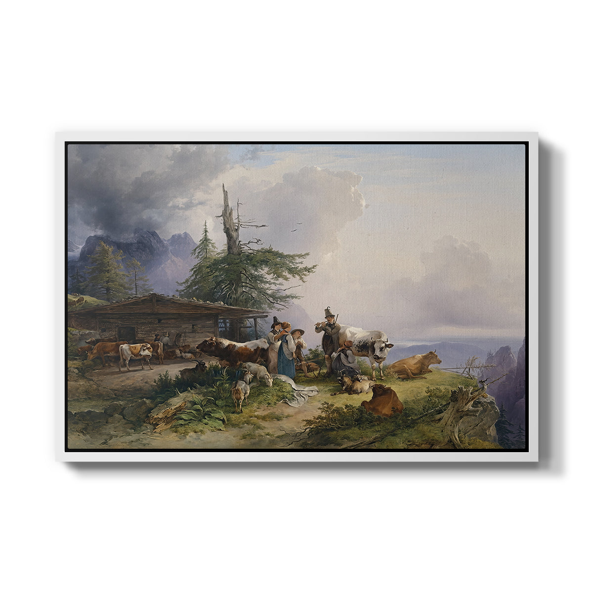 An Alpine Farm on the Untersberg, 1835 - Floater Framed Canvas Print