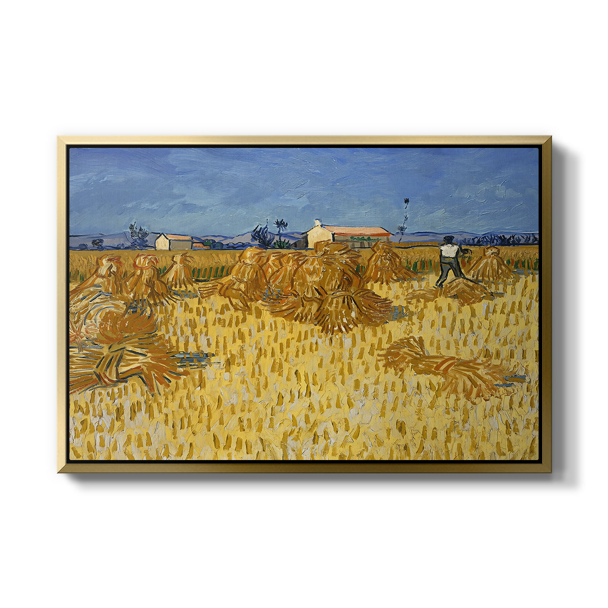 Wheat Field with Sheaves (Harvest in Provence), 1888 - Floater Framed Canvas Print