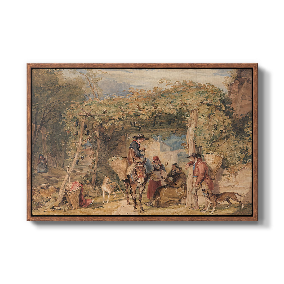 Figures and Animals in a Vineyard, c. 1829 - Floater Framed Canvas Print