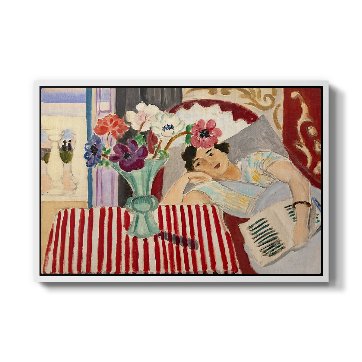 Woman with Anemones (Femme et anémones), c. 1920-1921 - Floater Framed Canvas Print