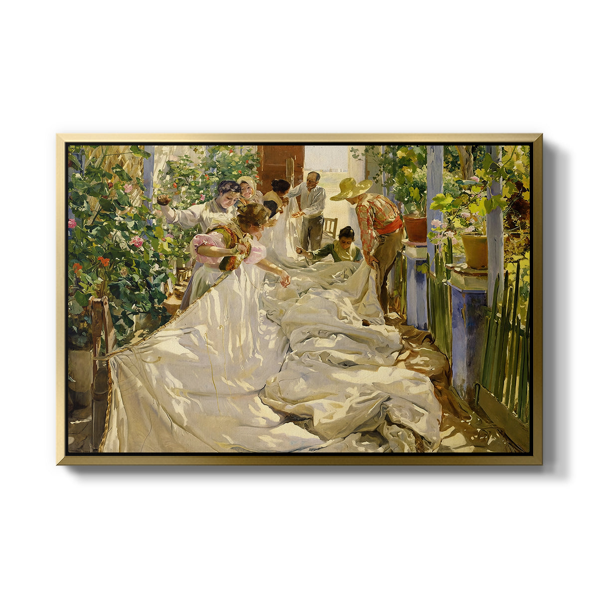 Sewing the Sail, 1896 - Floater Framed Canvas Print