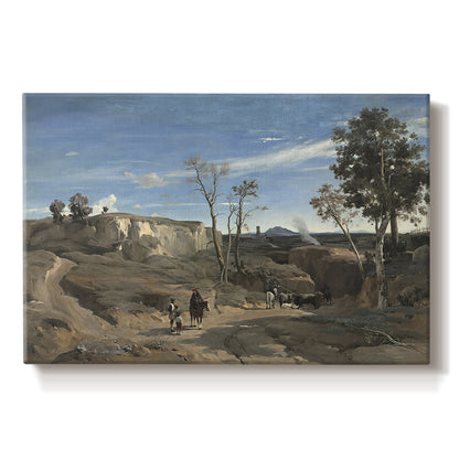 Canvas art print portraying an open landscape of Roman countryside with trees and distant terrain under soft sky, set against a white background