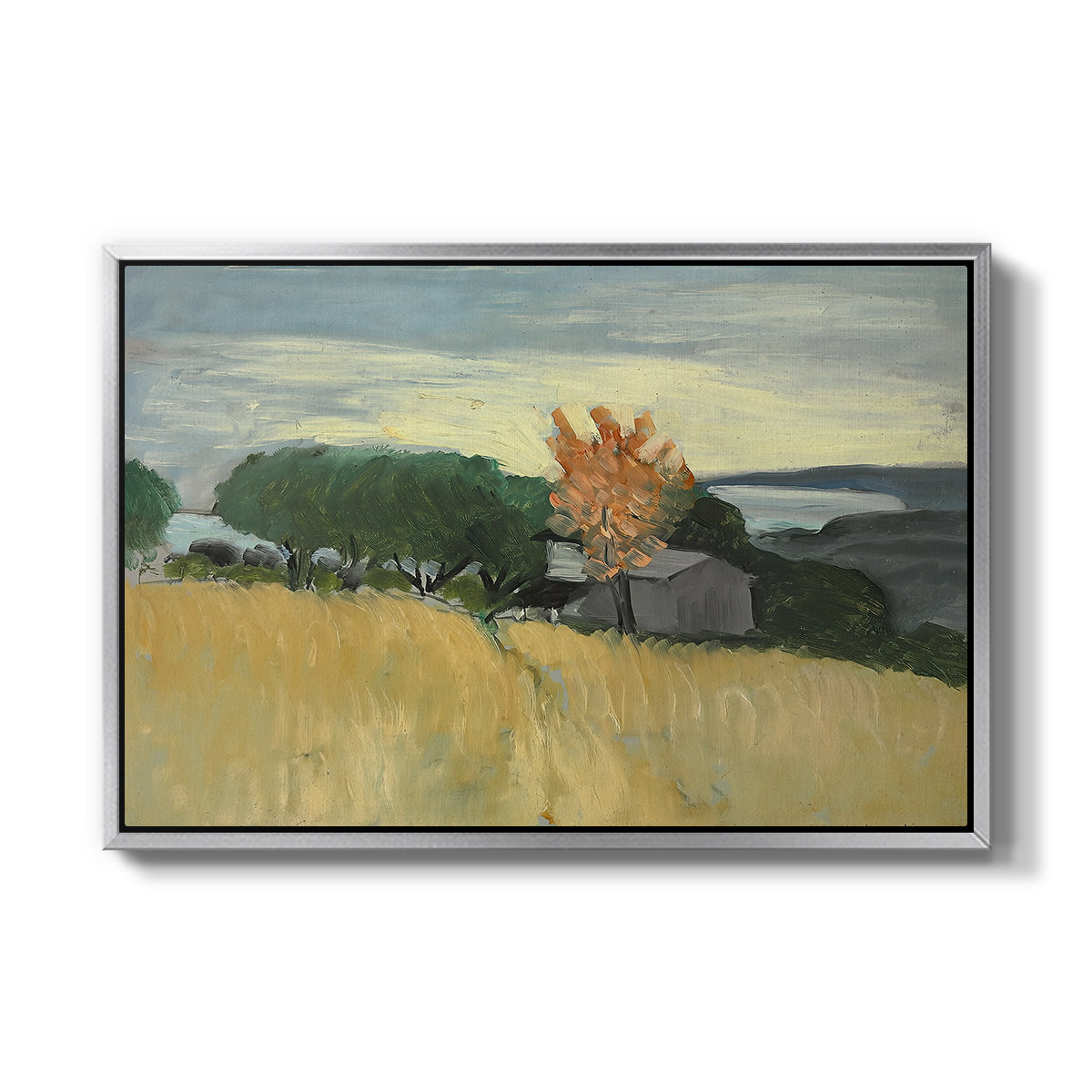 Fields of Wheat in Cagnes, 1918 - Floater Framed Canvas Print