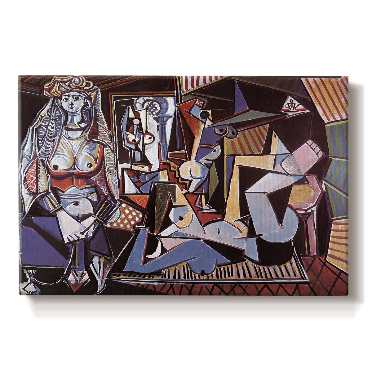 Canvas art print portraying multiple female figures arranged in angular interior composition, set against a white background
