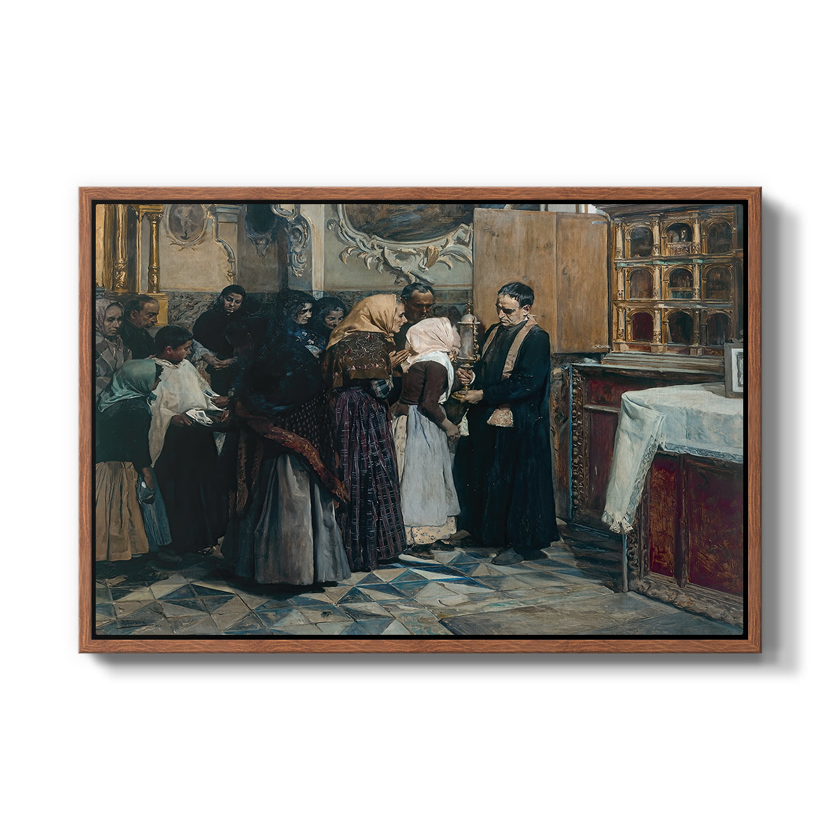 Kissing the Relic, 1893 - Floater Framed Canvas Print