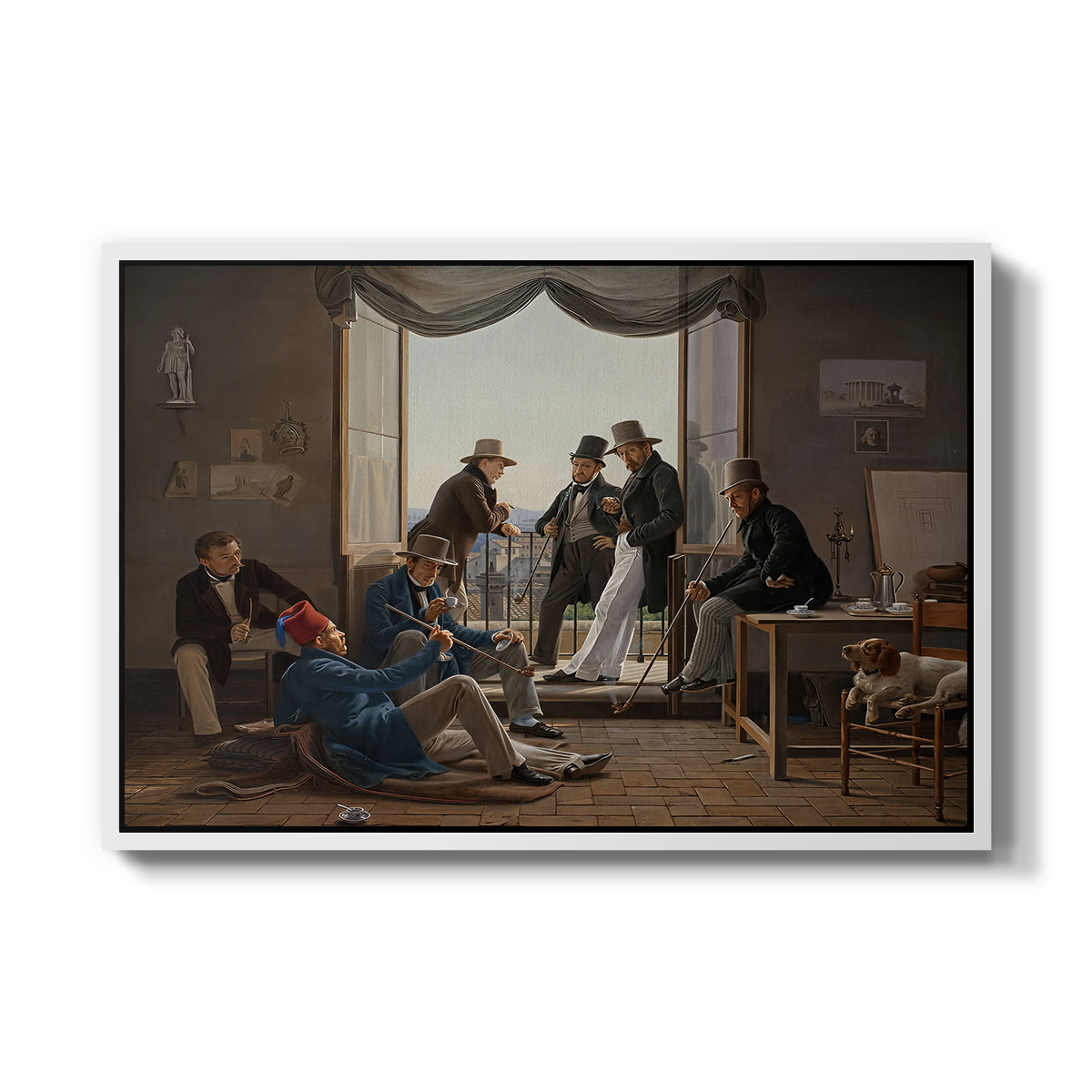 A Group of Danish Artists in Rome, 1837 - Floater Framed Canvas Print