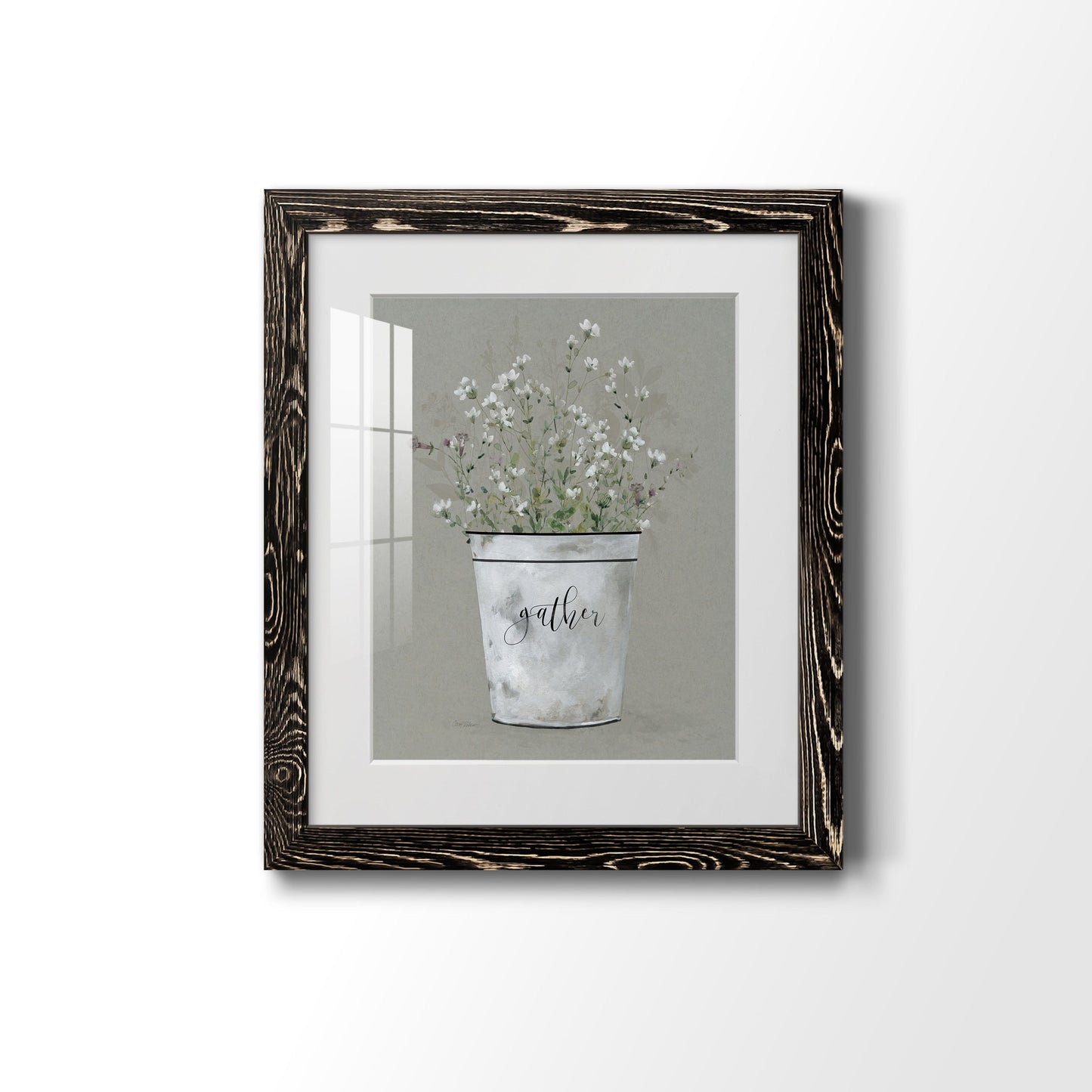 Bouquet of Grace Bucket Gather - Barnwood Framed Art Print