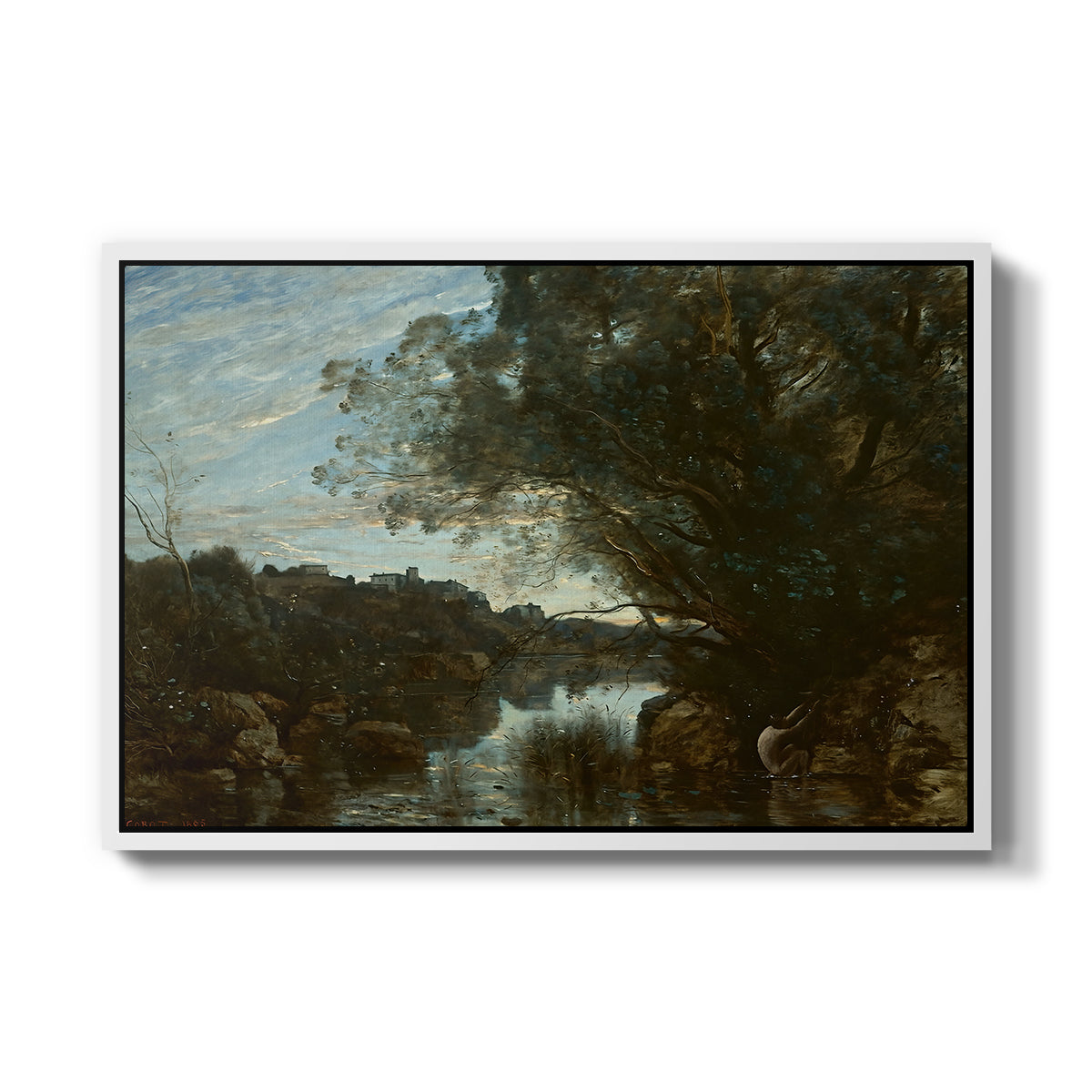 Souvenir of the Environs of Lake Nemi, 1865 - Floater Framed Canvas Print
