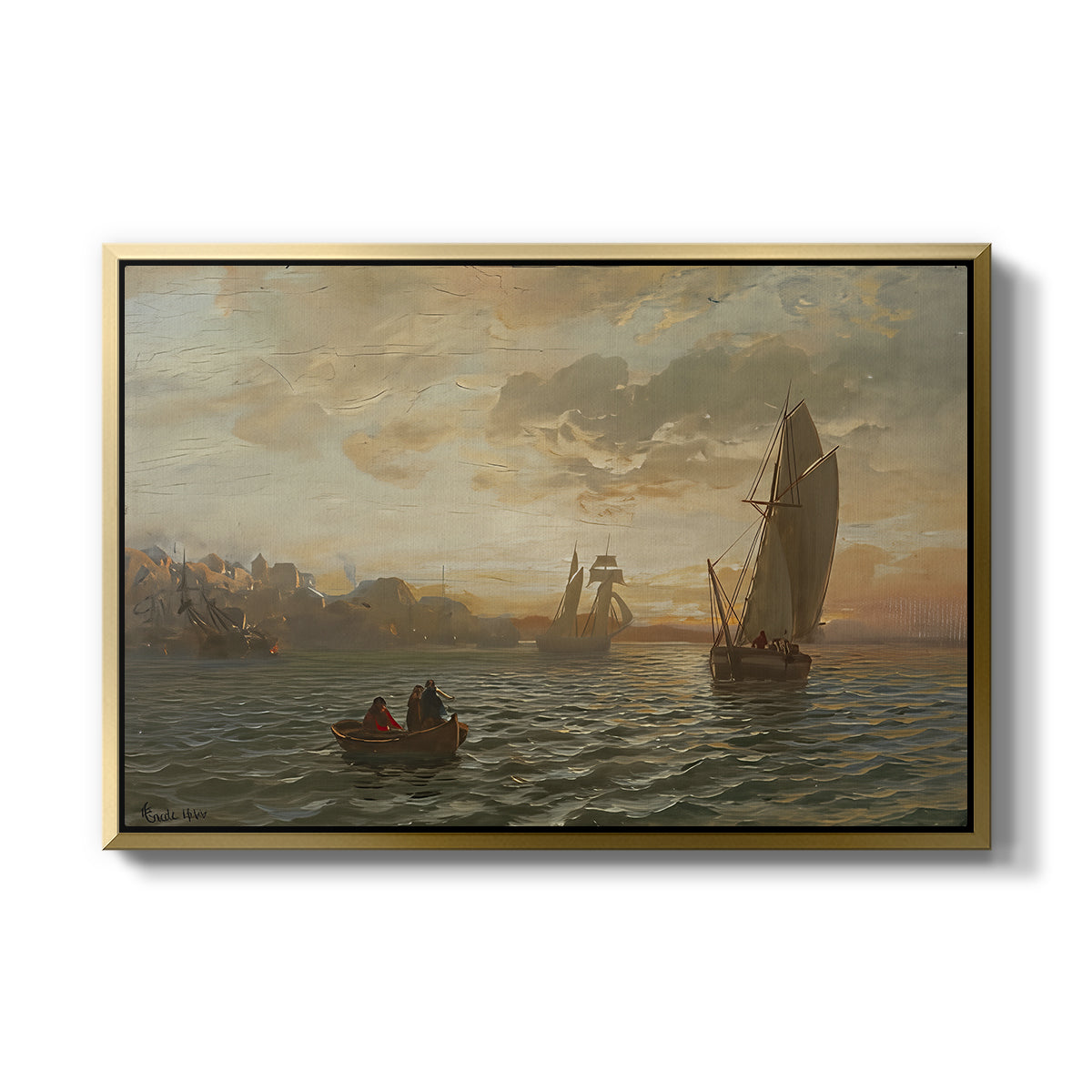 View from the Oslofjord, 1866 - Floater Framed Canvas Print