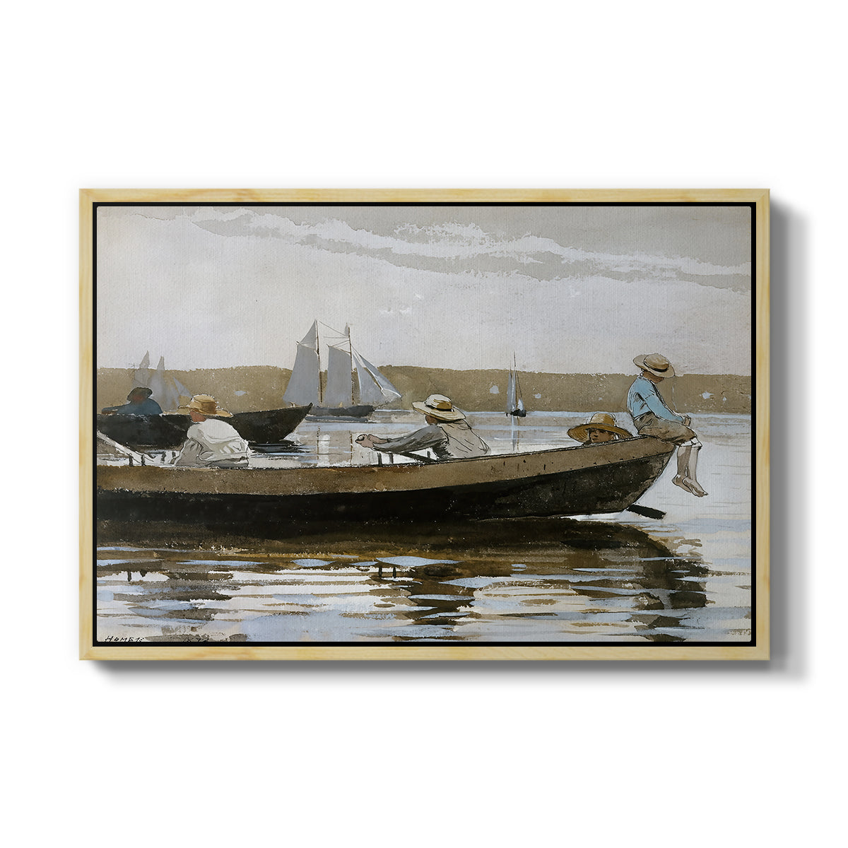 Boys in a Dory, 1873 - Floater Framed Canvas Print