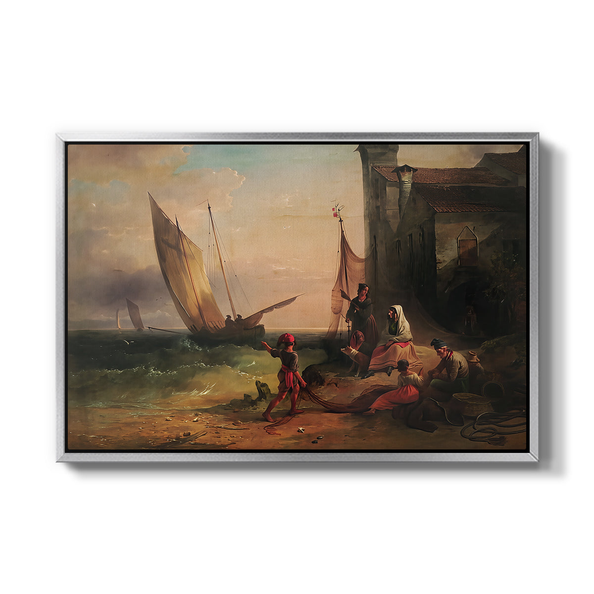 Fisherman's Family from Chioggia, 1838 - Floater Framed Canvas Print