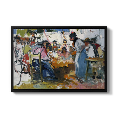 Net Menders in Valencia, 1909 - Floater Framed Canvas Print