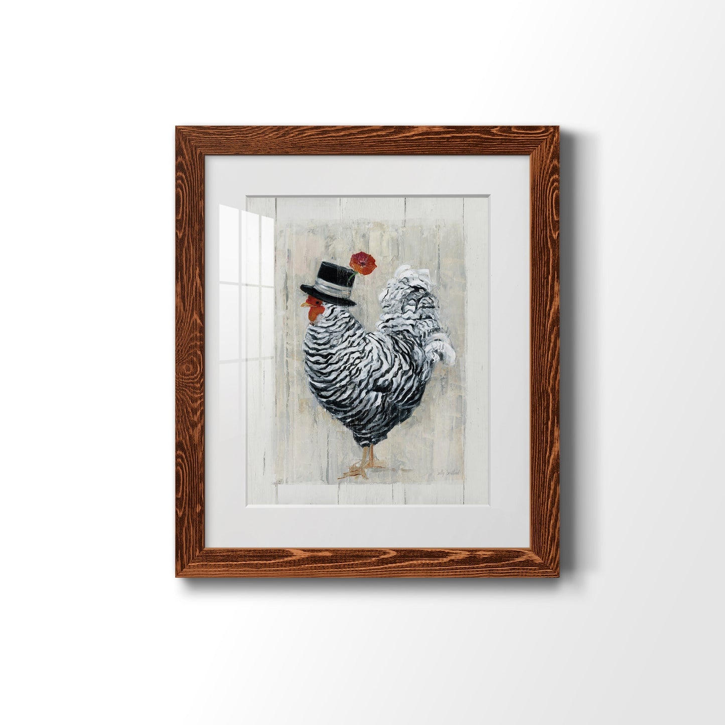 Sunday Best Rooster - Barnwood Framed Art Print